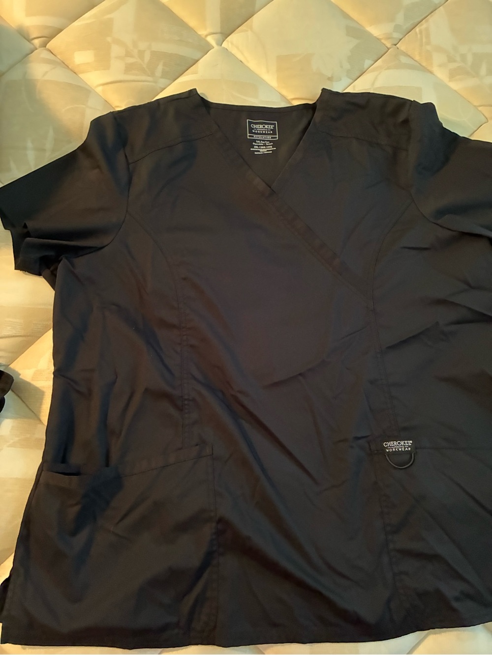 Scrubs- Cherokee Workwear Black Scrub Top